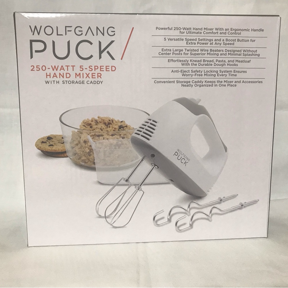 White Hand Mixer with Storage Caddy